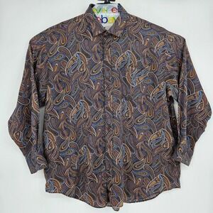 Vintage Masetti Shirt Mens XXL Button Up Long Sleeve AOP Paisley‎ Italy USA